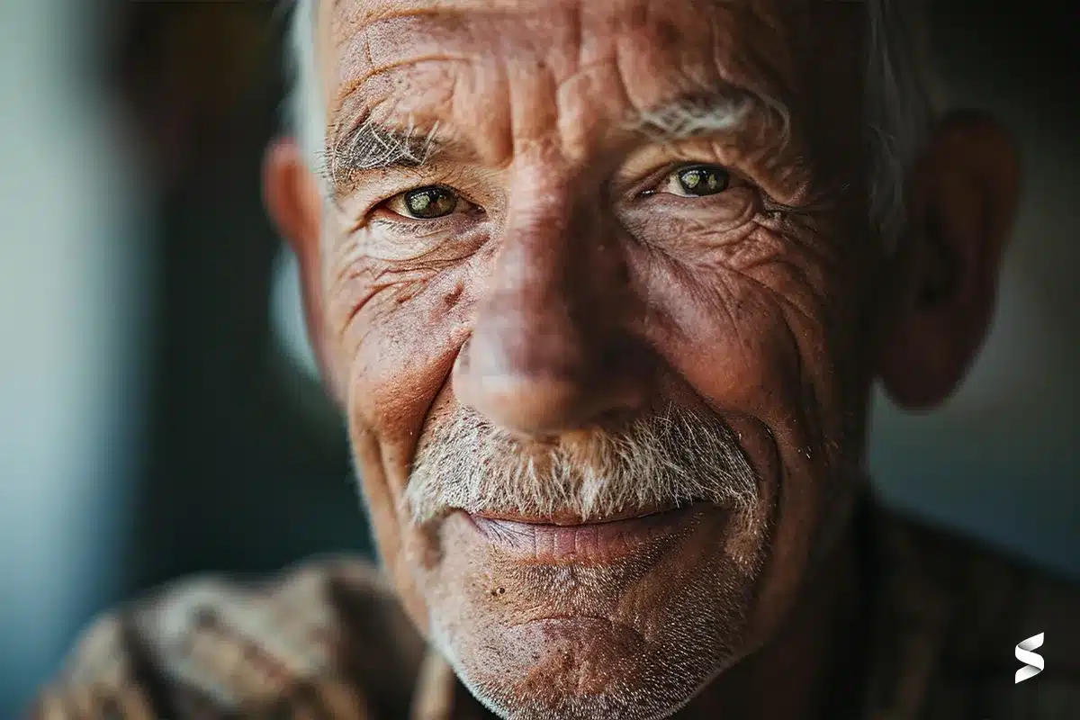 Imagem de idoso sorrindo, representando a possibilidade de idosos de 60+ se livrarem de dívidas.