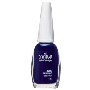 Frasco do esmalte Azul Biônico da Colorama, um tom de azul cremoso perfeito para quem busca elegância e sofisticação nas unhas.