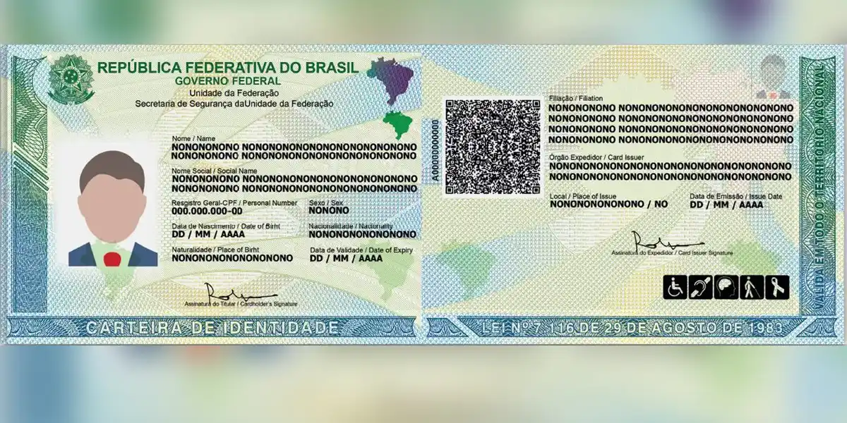 Nova Carteira de Identidade Nacional (CIN) com design atualizado e novas informações.