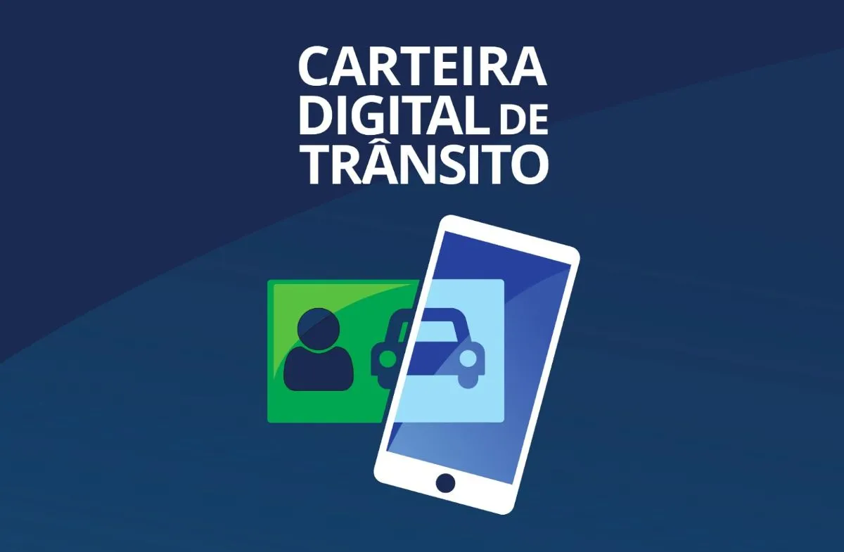Ilustração representando a Carteira Digital de Trânsito com um smartphone e um ícone de habilitação.