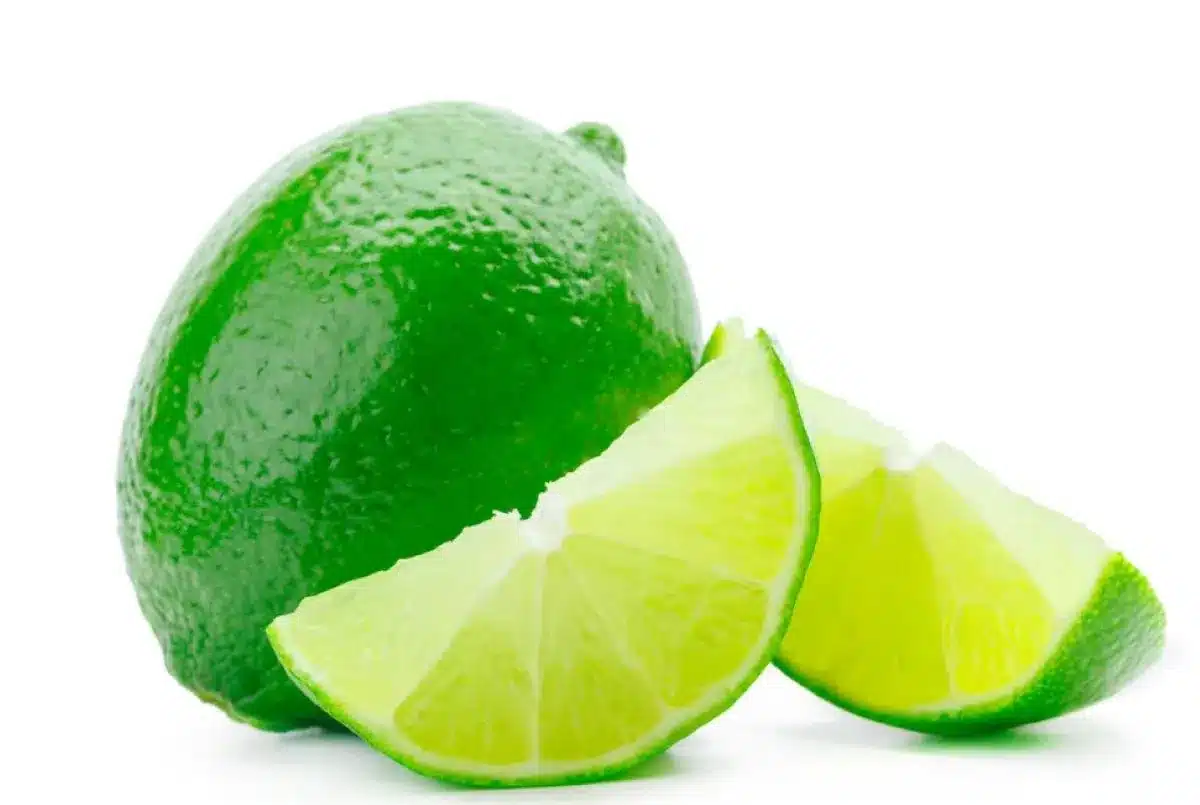 Limão verde cortado, uma das variedades mais populares de limão.