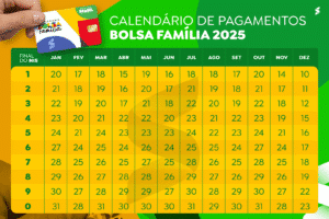 Calendário de pagamentos do Bolsa Família para o ano de 2025 com datas detalhadas para cada final de NIS