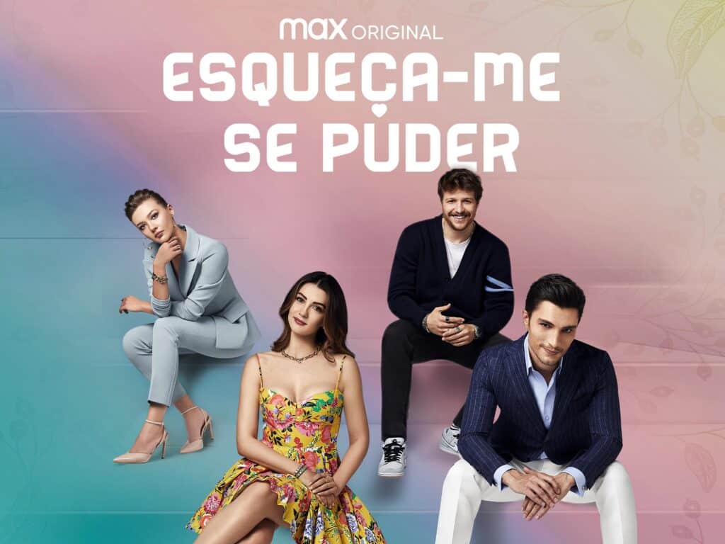Pôster da novela turca 'Esqueça-me se Puder', uma história romântica e cheia de drama com um elenco incrível.