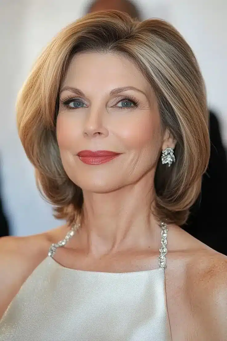 Mulher com corte bob dos anos 90, elegante, volumoso e sofisticado, ideal para mulheres 50+