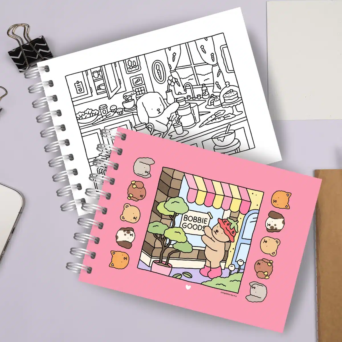 Livro Bobbie Goods original com capa rosa e ilustrações fofas de bichinhos, ideal para identificar produto verdadeiro.