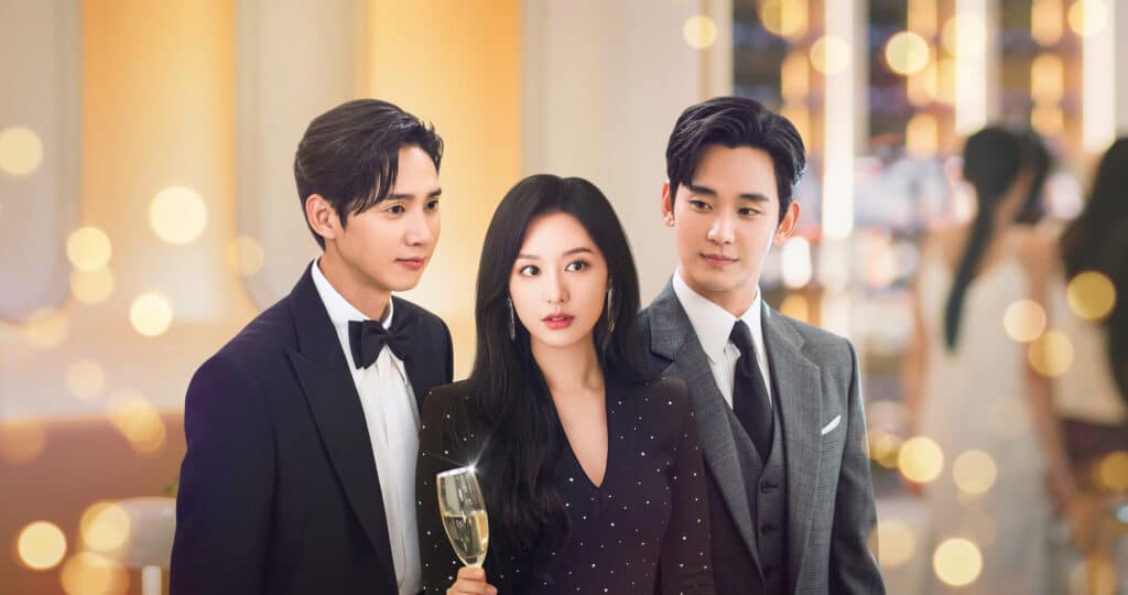 Triângulo amoroso em cena elegante do dorama Rainha das Lágrimas