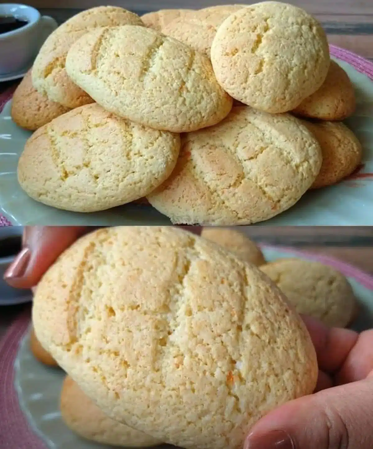 Imagem de bolachões goianos, conhecidos como Pata de Elefante, com textura crocante.