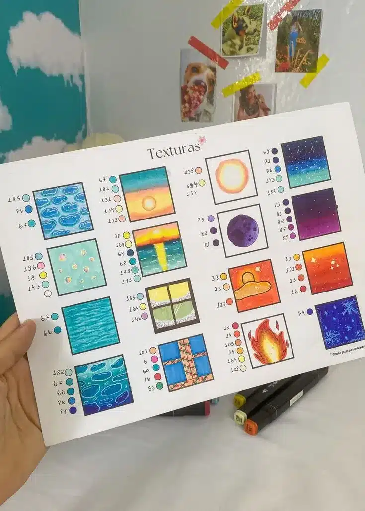 Exemplo de texturas aplicadas em desenhos para aumentar expressividade e detalhes