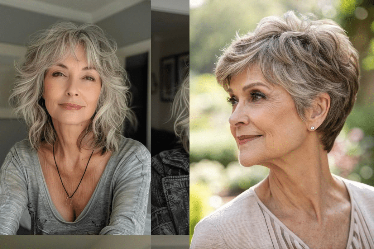 Mulheres maduras com cortes de cabelo curtos e modernos