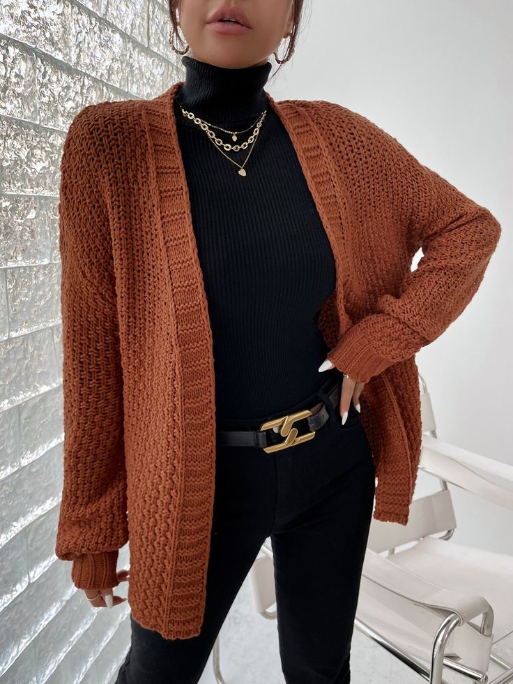 Cardigã de crochê em tons terrosos para o inverno