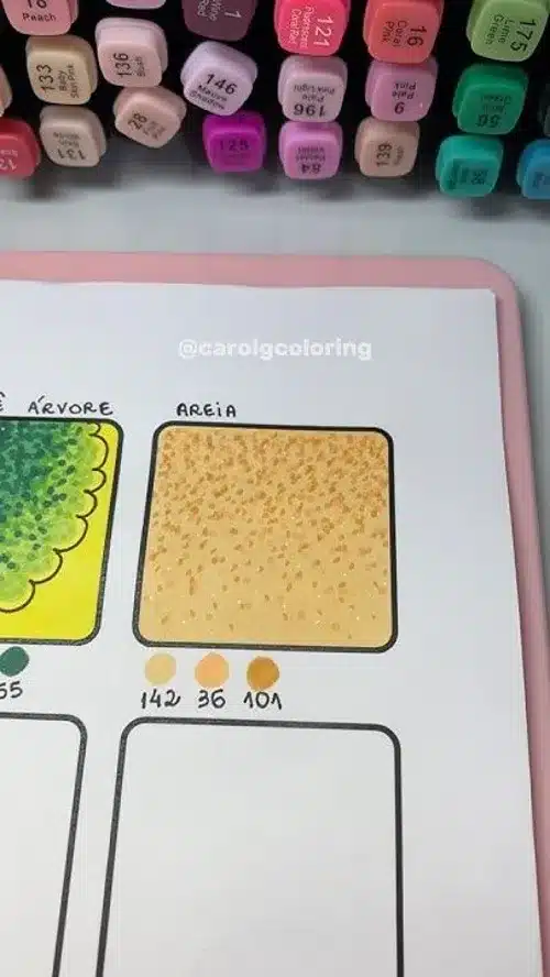 Textura de areia com detalhes e variação de cores, mostrando nuances amareladas e laranjas.