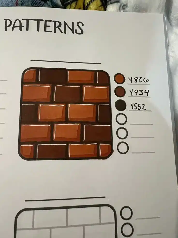 Padrão de tijolos com cores variadas e sombreado