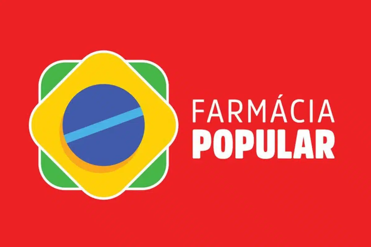 Imagem ilustrativa do programa Farmácia Popular, com o logo oficial e a indicação de medicamentos gratuitos.