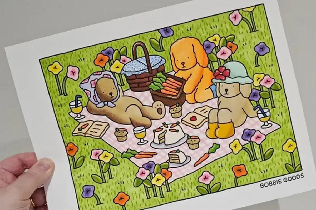 Ilustração fofa de piquenique com personagens de Bobbie Goods