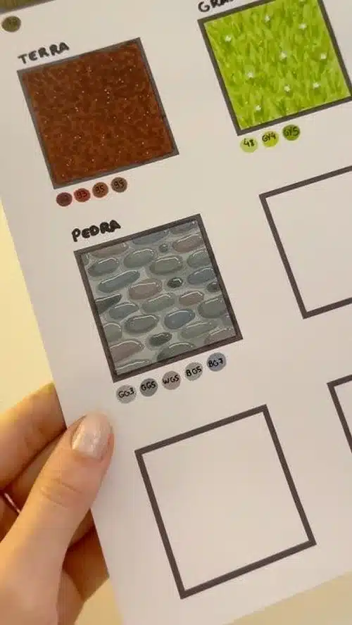 Textura de pedra com pedras arredondadas em tons de cinza e azul.