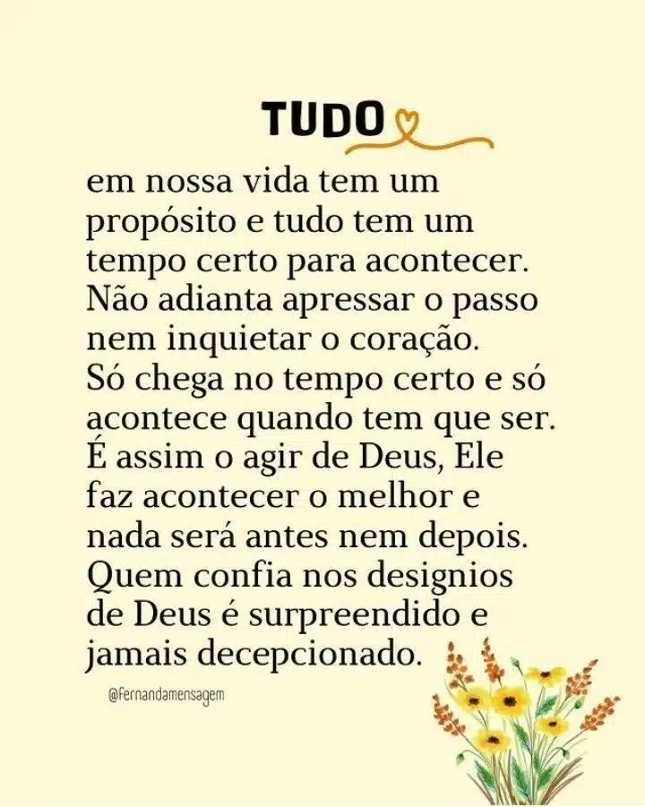 Mensagem de fé sobre confiar no tempo de Deus para acalmar o coração em dias difíceis