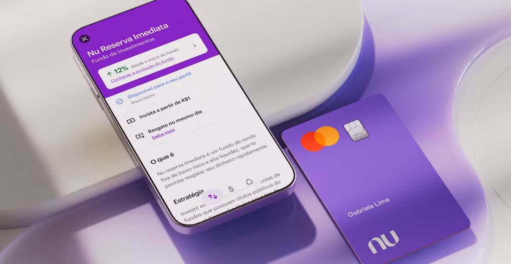 Tela do aplicativo Nubank exibindo área de investimentos