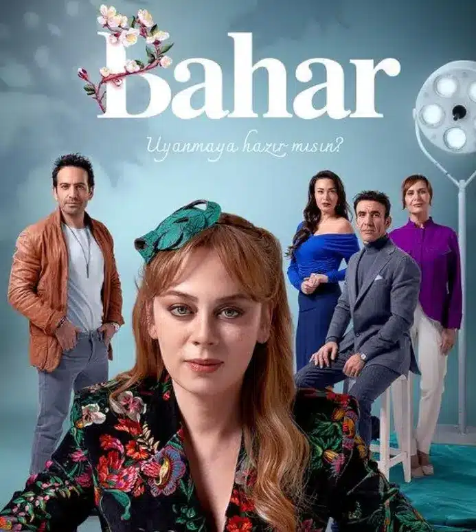 Cartaz da série 'Bahar', mostrando os principais personagens e o título da série.