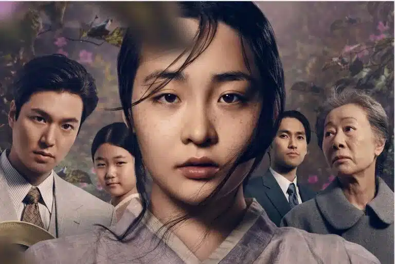 Pôster da série Pachinko mostrando os principais personagens da história familiar e épica.