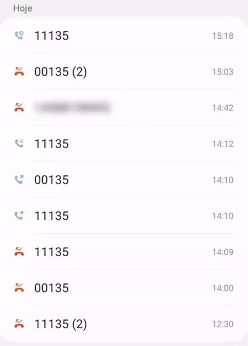 Lista de chamadas suspeitas com variações do número da Central 135 do INSS