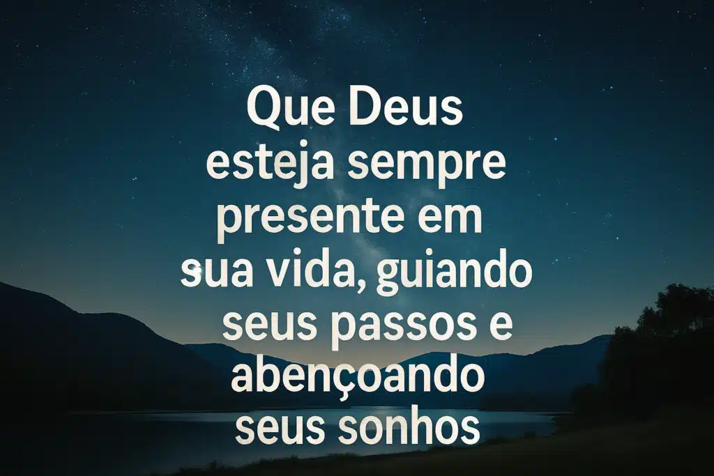 Mensagem religiosa de bênção sobre fundo de céu estrelado