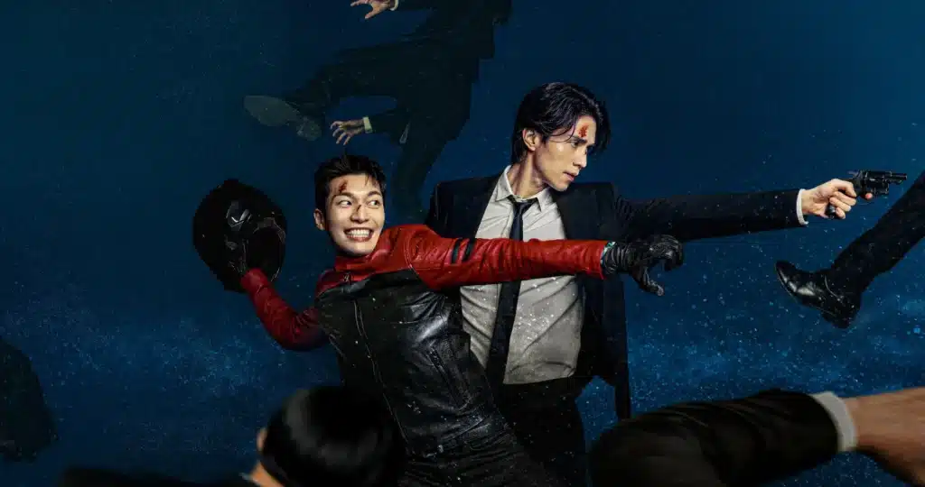 Cena do dorama Bad and Crazy com os personagens principais em ação.