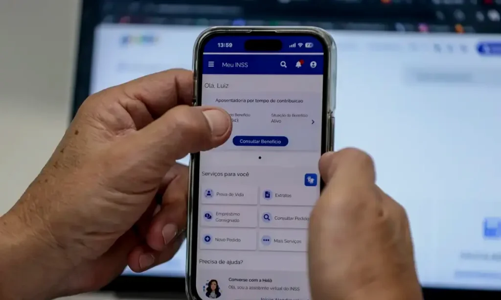 Imagem do aplicativo Meu INSS mostrando a tela de consulta de benefícios."