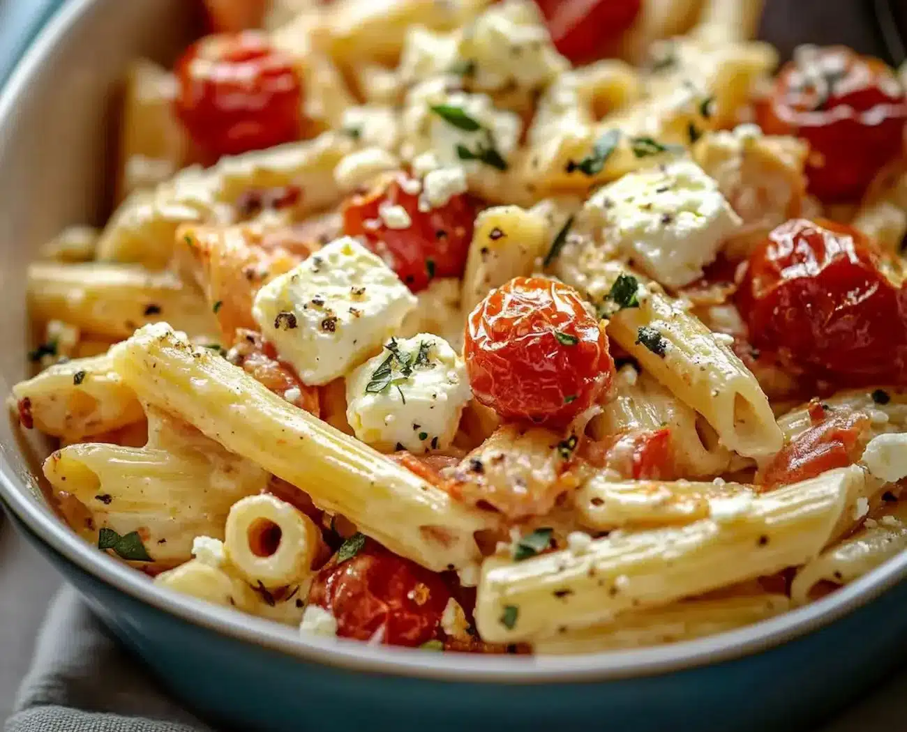 Macarrão com tomates assados e queijo feta, receita viralizada com mais de um milhão de seguidores