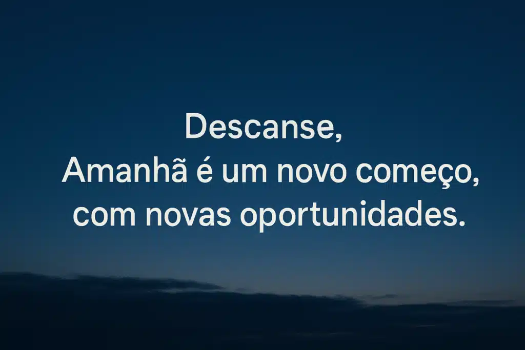 Mensagem motivacional sobre novos começos em fundo de céu ao entardecer.