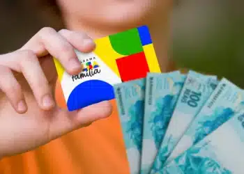 Imagem ilustrativa do Bolsa Família com cartão do programa e notas de 100 reais, destacando a parcela do benefício em novembro.