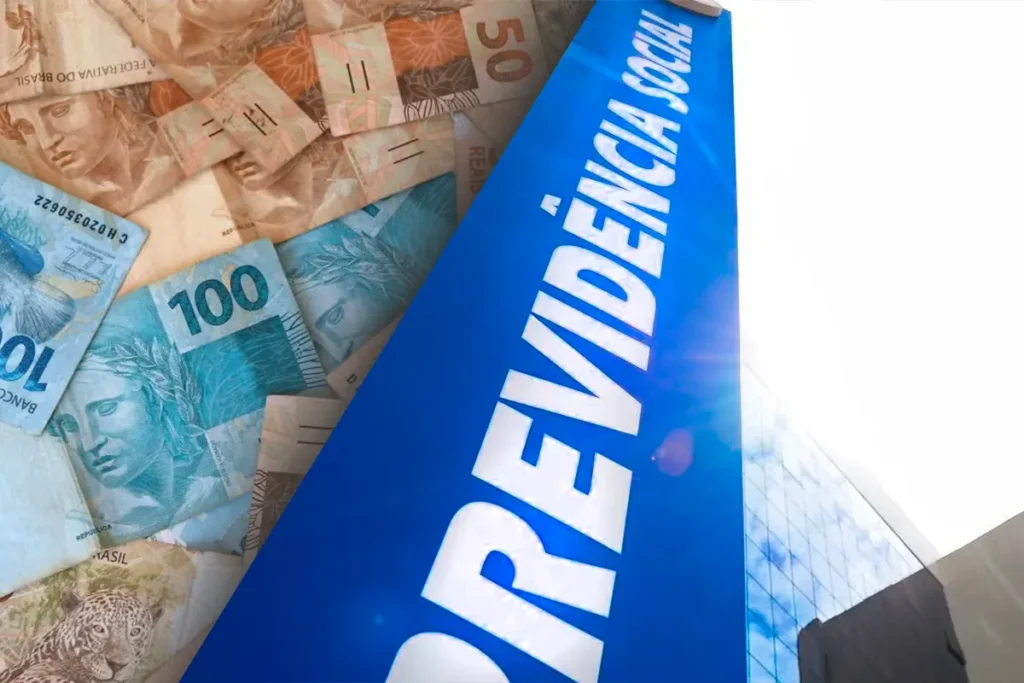 Imagem ilustrativa sobre os impactos das suspensões do INSS em bancos, com cédulas de real e logo do Previdência Social.