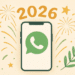 Ilustração de um celular com o logo do WhatsApp e o número 2026 ao fundo