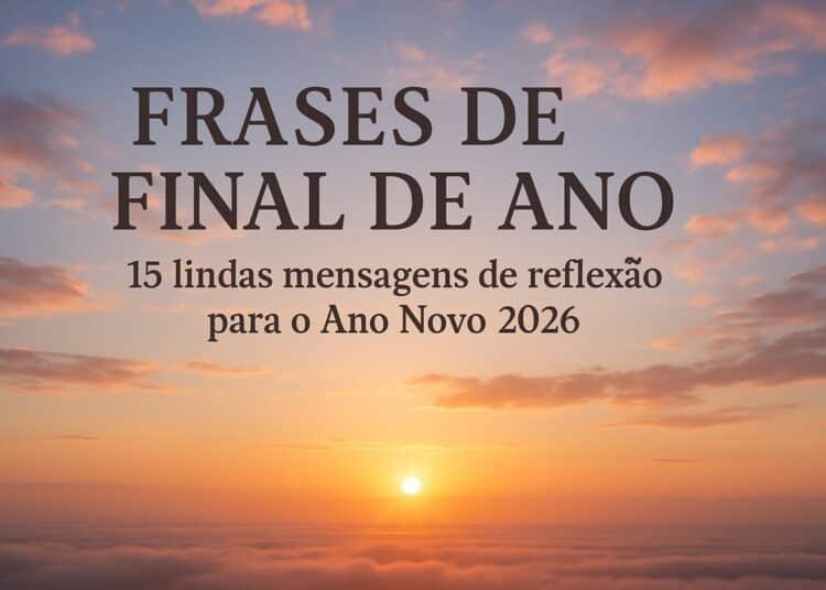 Imagem com frase de final de ano e pôr do sol ao fundo
