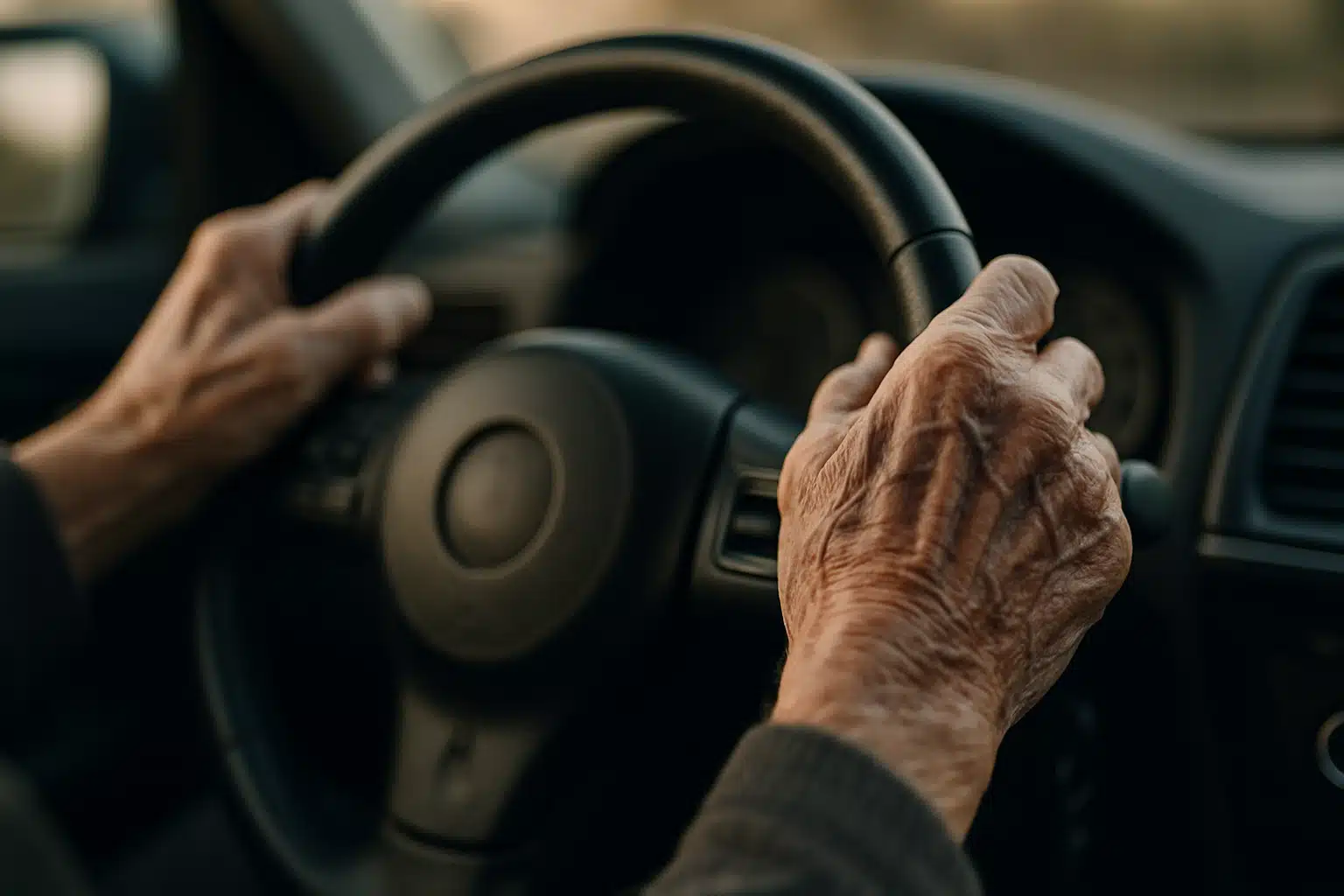 Idoso dirigindo, simbolizando que idosos a partir de 60 anos não precisam pagar IPVA.