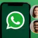 Tela de celular com logo do WhatsApp e fotos de duas pessoas
