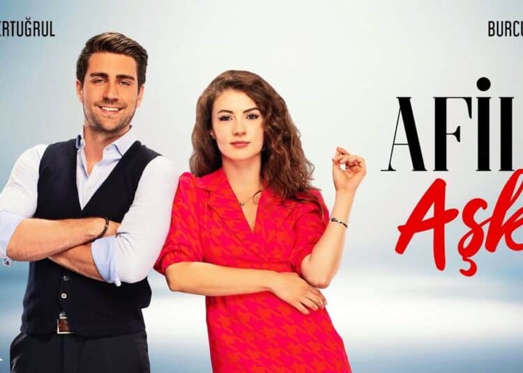 Cartaz da série Armadilha do Amor, com um casal central em fundo dividido