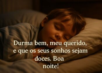 Criança dormindo tranquilamente com frase de boa noite carinhosa para filhos e netos