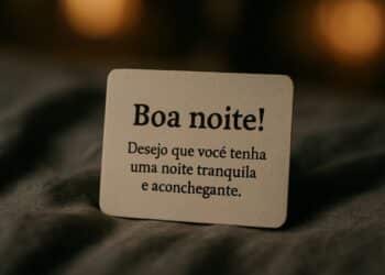 Cartão com mensagem de boa noite desejando noite tranquila e aconchegante