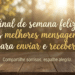 Banner decorativo com texto motivacional sobre final de semana, coração dourado e xícara de café sobre fundo acolhedor