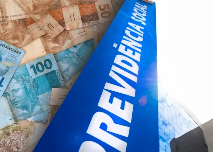 Imagem da Previdência Social com notas de real representando o pagamento do 13º salário do INSS aos beneficiários.