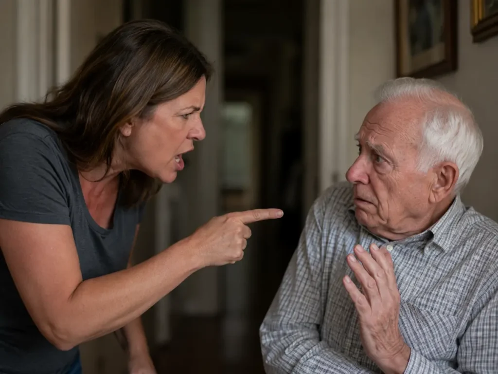 Projeto prevê penas mais duras para crimes contra idosos Mulher discute com homem idoso em cena que ilustra crimes contra pessoas idosas.