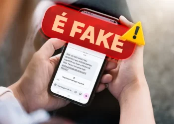 Imagem alerta sobre golpe envolvendo SMS falso do INSS com ameaça de corte de benefício por falta de Prova de Vida.