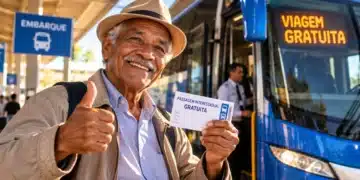 Idoso de baixa renda com passagem gratuita para viagem de ônibus interestadual